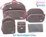 Imagem de Kit Bolsa G + Bolsa P + Mochila P + Porta mamadeira e Trocador Maternidade Cinza/Rosa