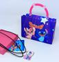 Imagem de Kit Bolsa Infantil Menina Mini Bag Bolsinha Alça Mão Pérola Stitch e Lilo Angel + Colar Duplo Amizade Best Friends