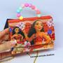 Imagem de Kit Bolsa Infantil Mini Bag Alça Mão Pérola Princesa Moana Desenho Filme + Presilha de Cabelo Laço Bico de Pato 3D Moana