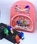 Imagem de Kit Bolsa Infantil Mini Mochila Costa Pequena metalizada Divertidamente 2 Filme + Chaveiro Boneco 3D Divertida Mente