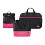 Imagem de Kit Bolsa Mala e Mochila Maternidade Coleção Cores - Preto e Pink