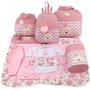 Imagem de Kit bolsa maternidade 5 peças urso chevron rosa + saída maternidade  