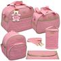 Imagem de Kit bolsa maternidade menina 5 peças rosa luxo