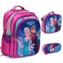 Imagem de Kit Bolsa Mochila Escolar Feminina Frozen 3d Rosa