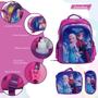 Imagem de Kit Bolsa Mochila Escolar Feminina Frozen 3d Rosa