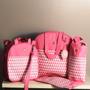 Imagem de Kit Bolsas Maternidade Mãe Menina Rosa Luxo Cuidado Bebê - 5 peças 