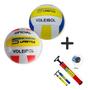 Imagem de Kit Bomba + Bola De Vôlei Praia Quadra Profissional Macia