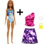 Imagem de Kit Boneca Barbie Moda Praia + 1 Saia E Bolsinha Mattel