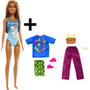 Imagem de Kit Boneca Barbie Moda Praia + 2 Roupas E Sapato Rosa Mattel