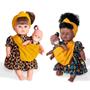 Imagem de Kit Boneca Mãe e Filha Negra e Branca Africana 40cm Ayana