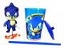 Imagem de Kit Boneco Sonic Sega + Copo Twister Coponudo 480 Ml