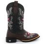 Imagem de Kit Bota Texana Feminina Couro Country Bico Quadrado Café Rosa com Cinto 10000