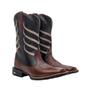 Imagem de Kit Bota Texana Masculina Bico Quadrado Couro Texas Gold Escama Café com 4 acessorios