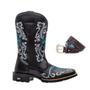 Imagem de Kit Bota Texana Western Feminina Texas Gold Bordado Flor de Liz com Cinto Country