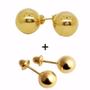 Imagem de Kit Brinco Bola 7mm E Brinco 4mm Ouro 18k 750