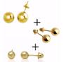 Imagem de Kit Brinco Bola Ouro 18k 6mm 4mm 3mm Infantil E Adulto