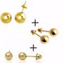 Imagem de Kit Brincos Bola 9mm 6mm 5mm 4mm 3mm E Argola Joia Ouro 18k