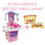 Imagem de Kit Brinquedo Criança Cozinha Rosa e Vamos Lanchar Divertido