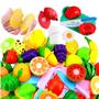 Imagem de Kit Brinquedo Frutas De Cortar Infantil 12 Pcs Comidinhas 