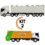 Imagem de Kit Brinquedo Infantil 2 Peças: 1 Caminhão De Carga Graneleiro + 1 Caminhão De Lixo Coletor