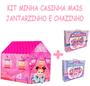 Imagem de Kit Brinquedo Meninas Casinha Rosa e Jogo de Chá e Jantar