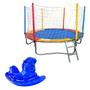 Imagem de Kit Brinquedos Playground Cama Elástica Média Pula Pula Trampolim 2,30m + Gangorra Infantil 1 Lugar