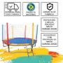 Imagem de Kit Brinquedos Playground Cama Elástica Pequena Pula Pula Trampolim 2,30m + Escorregador Infantil Médio 3 Degraus