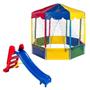 Imagem de Kit Brinquedos Playground Piscina de Bolinhas Oitavada 2,00m + Escorregador Infantil Médio 3 Degraus