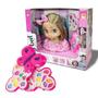 Imagem de Kit Busto Boneca Loira 23cm C/ Paleta de Maquiagem Butterfly Monarch P/ Criança Infantil