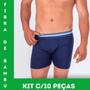 Imagem de Kit C/10 Cuecas Boxer Wear Fibra Bambu Long Leg Antialérgica