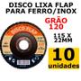 Imagem de Kit c/ 10 unidades lixa flap disc ferro/aço inox 115x22mm grão 120 ldi