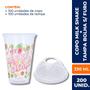 Imagem de Kit c/ 100 un. de copo p/ milk shake 330 ml.   100 un. de tampa bolha c/ furo p/ copo 275 e 300 ml.
