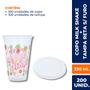 Imagem de Kit c/ 100 un. de copo p/ milk shake 330 ml.    100 un. de tampa s/ furo p/ milk shake 330 ml