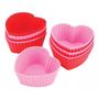 Imagem de Kit C/12 Coração Forminhas De Silicone P/ Mini Bolos Cupcake Muffin 