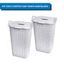 Imagem de Kit C/2 Cestos Rattan Com Tampa Basculada Branco 50L