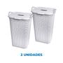 Imagem de Kit C/2 Cestos Rattan Com Tampa Basculada Branco 50L