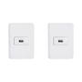 Imagem de Kit C/2 - Conjunto Perlex Aros 4X2 Branco Com Placa(1Toma...