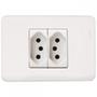 Imagem de Kit C/2 - Conjunto Perlex Aros 4X2 Branco Com Placa(2Toma...