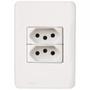 Imagem de Kit C/2 - Conjunto Perlex Aros 4X2 Branco Com Placa(2Toma...
