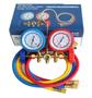 Imagem de Kit c/2 manifolds vulkan p/r12 r22 r404 c/mangueira 90 cm c/visor