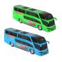 Imagem de Kit C/ 2 Ônibus Bus Buzão 41cm Realista De 2 Andares Grande - AZUL e VERDE - BS Toys