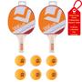 Imagem de Kit C/2 Raquetes Ping Pong Impact 1000 + 6 Bolas Ping Pong 1 Estrela Laranja Vollo