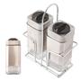 Imagem de Kit C/2 Unidades Porta Temperos Vidro Com Suporte Aço Inox