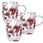 Imagem de Kit c/ 3 Caneca de Vidro Borossilicato Parede Dupla com Flores Secas 350ml