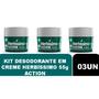 Imagem de Kit C/3 Desodorante Creme Antitranspirante Action Herbíssimo 55g