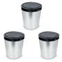 Imagem de Kit C/ 3 Lixeiras Cesto Tipo Inox Com Tampa Click 10 Litros Prata