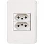 Imagem de Kit C/4 - Conjunto Perlex Aros 4X2 Branco Com Placa(2Toma...