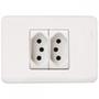 Imagem de Kit C/4 - Conjunto Perlex Aros 4X2 Branco Com Placa(2Toma...