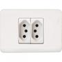 Imagem de Kit C/5 - Conjunto Perlex Aros 4X2 Branco Com Placa(2Toma...
