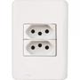 Imagem de Kit C/5 - Conjunto Perlex Aros 4X2 Branco Com Placa(2Toma...